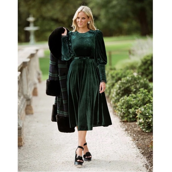 Antonio Melani x Nicola Bathie Helen Stretch Velvet Jewel Neck  Midi Dress. - Picture 2 of 16